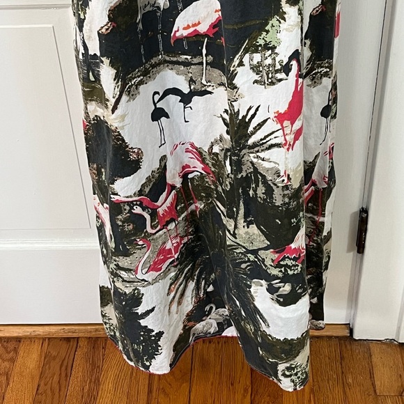 Tailor Vintage Cotton Flamingo Spaghetti Strap Maxi Dress Hawaiian Tropical Boho - Picture 3 of 13